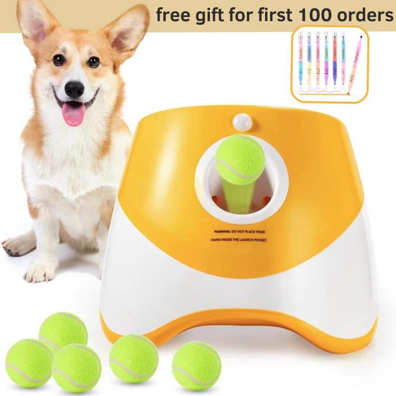 Automatic Dog Ball Launcher with 3 Tennis Balls, 3 Mode Adjustable Dog Ball Thrower, Interactive Dog Toys for Small & Medium Dogs Indoor & Outdoor