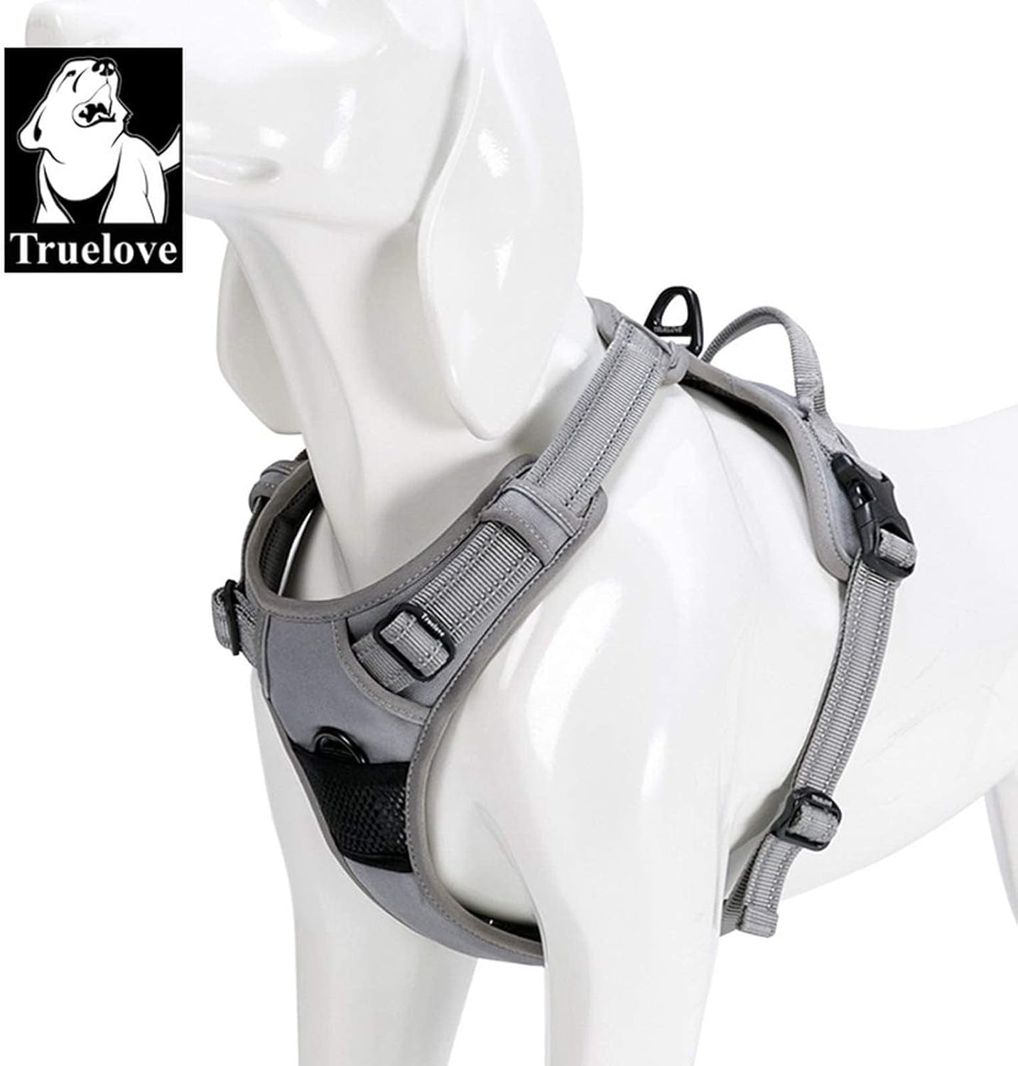 Adjustable No-Pull Dog Harness Reflective Pup Vest Harnesses Comfortable Control Brilliant Colors Truelove Tlh5651(Gray,Xl)