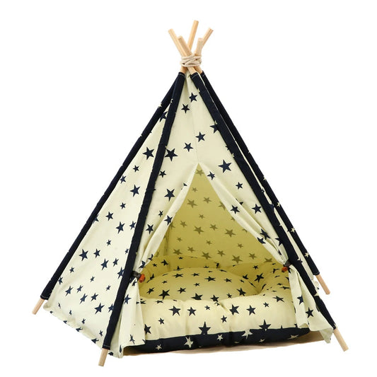 Pet Tent House Cat Bed Portable Teepee with Thick Cushion and 6 Colors Available for Dog Puppy Excursion Outdoor Indoor