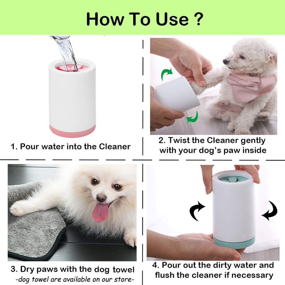 Portable Foot Washer Cup for Small, Medium Dogs and Cats - Muddy Paw Cleaner, Green L