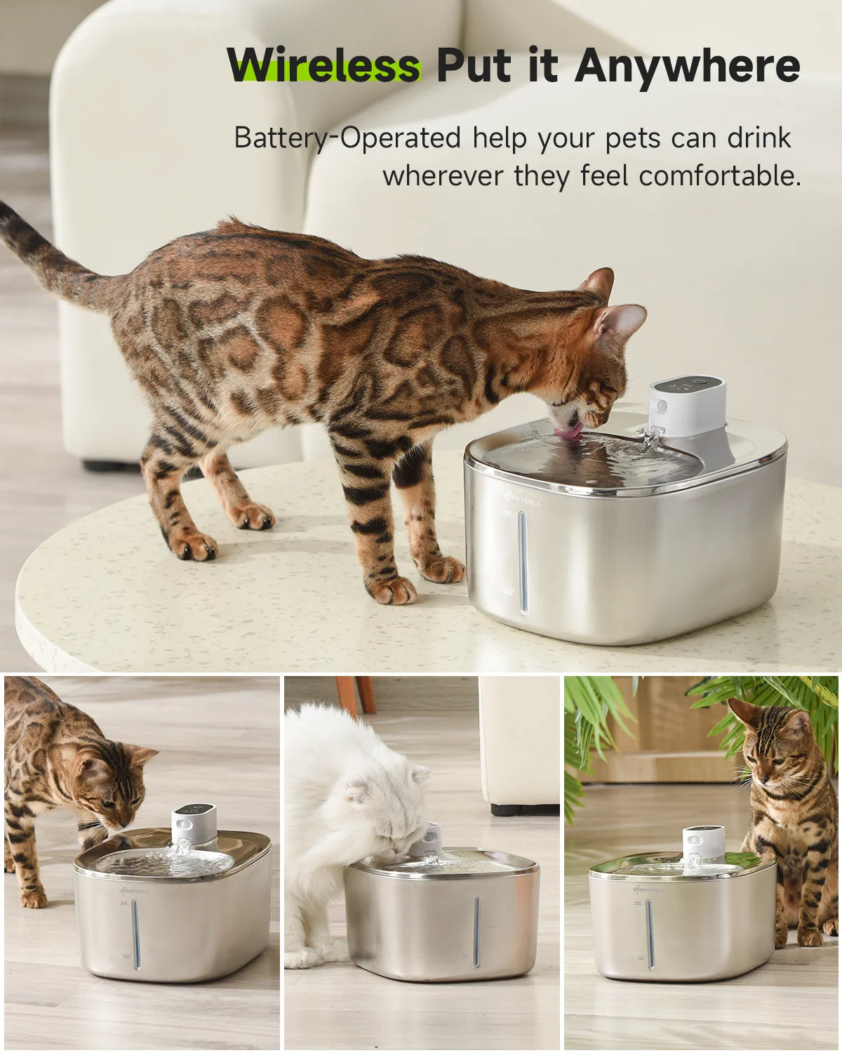 4L Wireless Automatic Cat and Dog Water Fountain with Sensor - Pet Water Dispenser Accessories