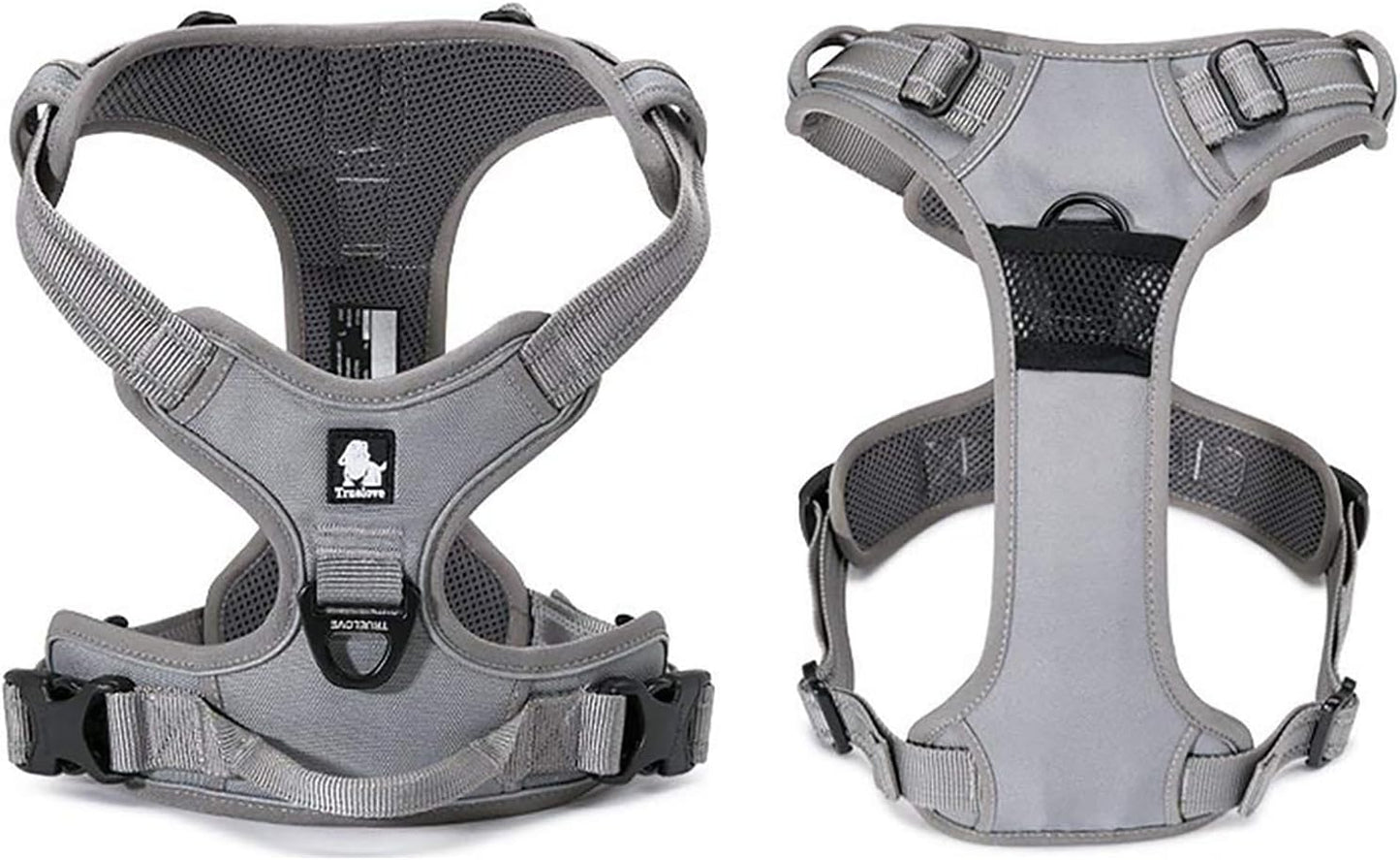 Adjustable No-Pull Dog Harness Reflective Pup Vest Harnesses Comfortable Control Brilliant Colors Truelove Tlh5651(Gray,Xl)