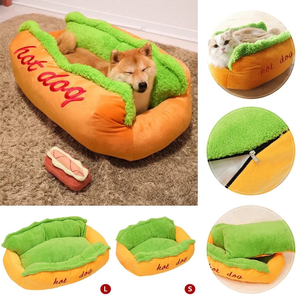 Premium Removable and Washable Soft Fiber Pet Bed - Hot Dog House Lounger for Dogs and Cats