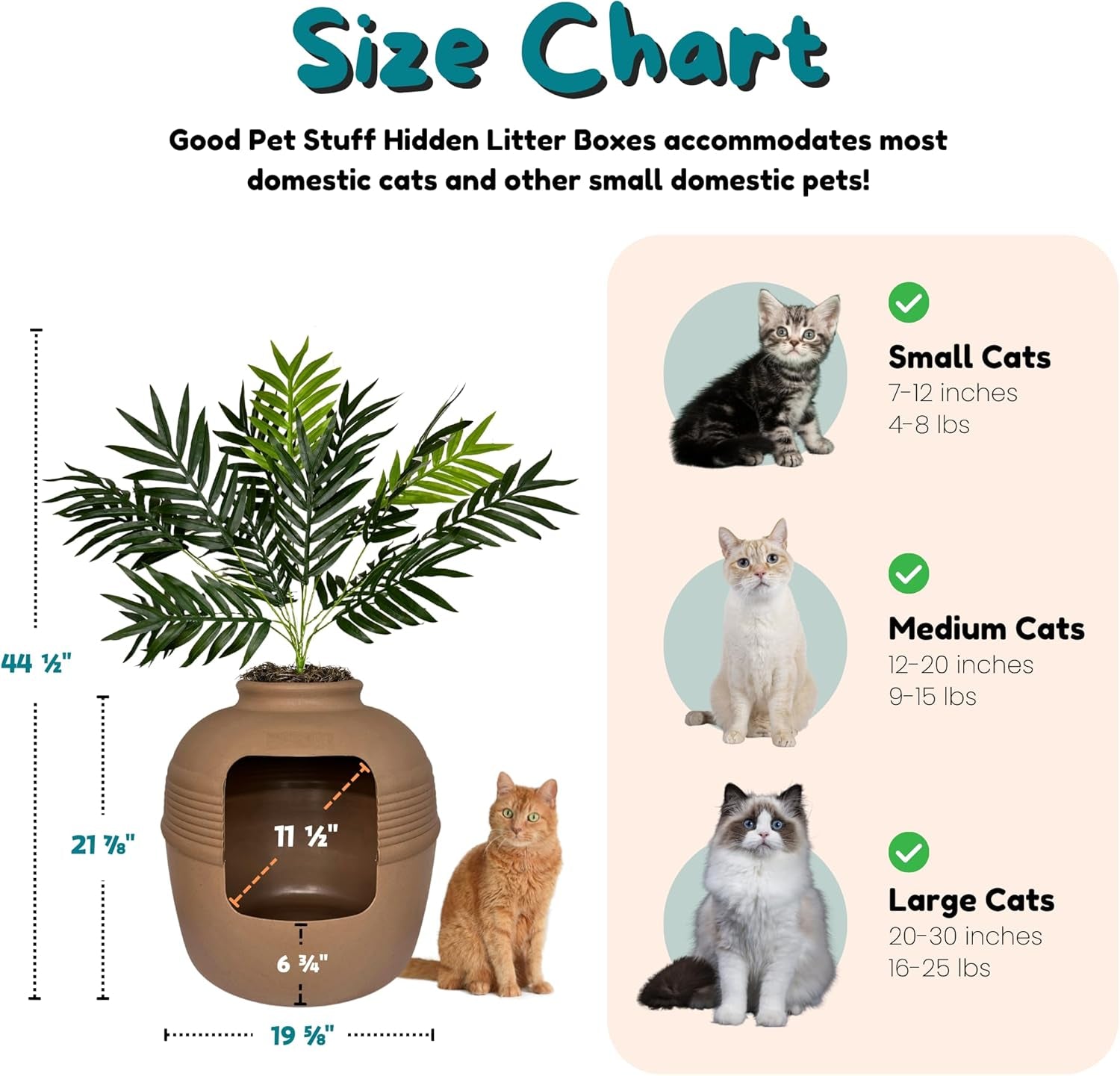 Hidden Litter Box Base Kit, round Enclosed Cat Planter Furniture with Fake Plant, Hooded Vented Carbon Filter System for Odor Control, Easy to Clean, Made in USA, Mocha Brown