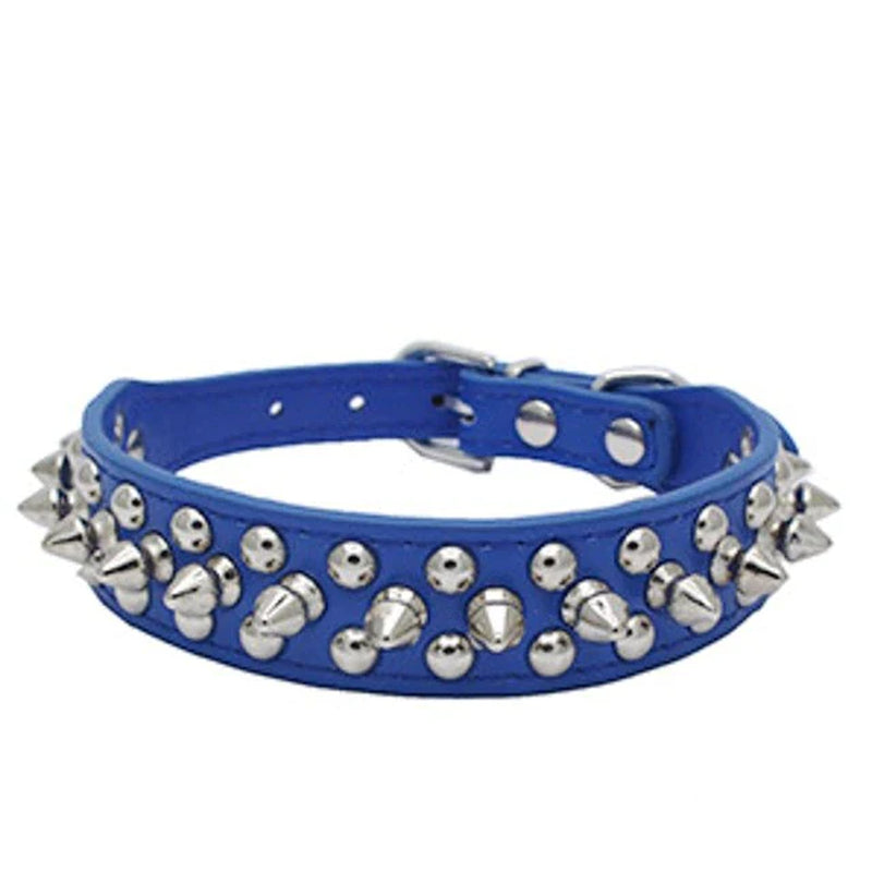 Adjustable Spiked Studded Leather Dog Collar for Small and Large Breeds, Including Cats and Pit Bulls